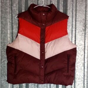 Old Navy Puffer Vest Womens M Retro '94 Reissue Snap Front Quilted Colorblock